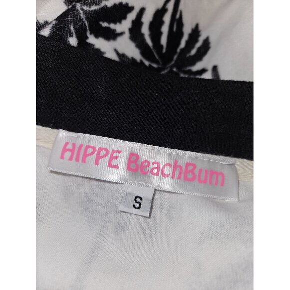 2/$35 HIPPE BeachBum Palm Tree Print Velour Coastal Fringe Hem Sweater Women S - Picture 12 of 12